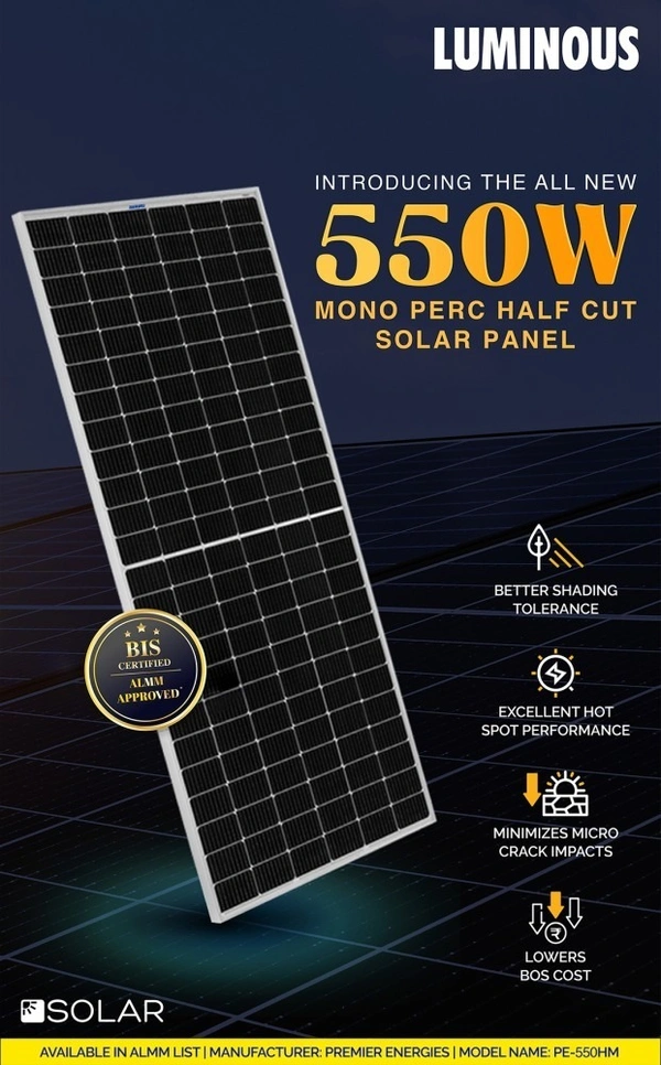 Luminous 550W/24V Mono Perc Halfcut Solar Panel