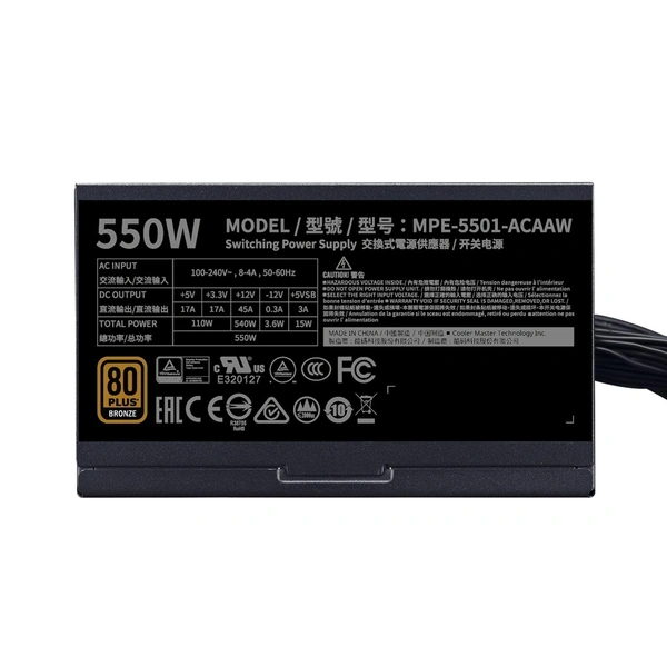 COOLER MASTER MWE 550 BRONZE V2 POWER SUPPLY - NON-MODULAR