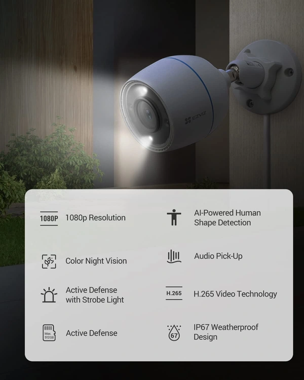 BULLET HIKVISION|WI-FI SMART OUTDOOR BULLET CAMERA|1080P RESOLUTION|COLOR NIGHT