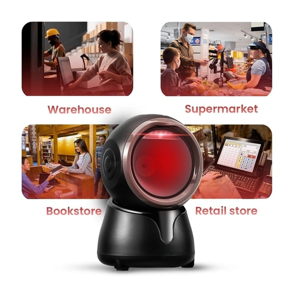 Atpos AT-9400D 2D 1D Desktop Barcode QR Scanner Hands-Free Auto | USB Wired