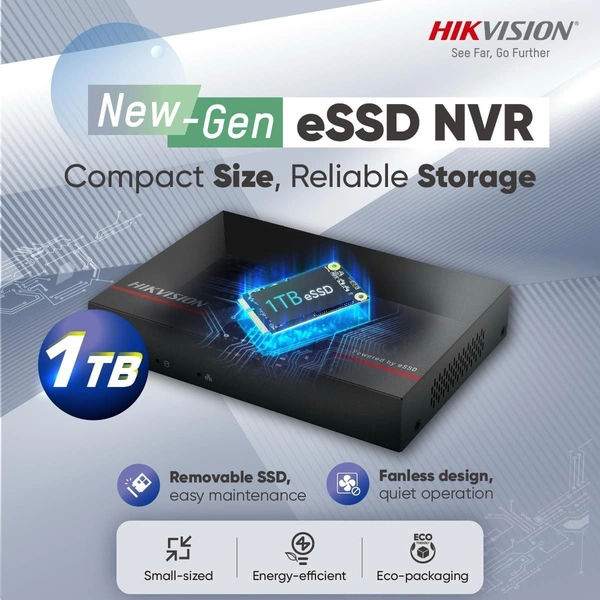 HIKVISION 4-ch 1080p Lite 1U H.265 eSSD DVR - DS-E04HGHI-E 1TB