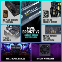 COOLER MASTER MWE 550 BRONZE V2 POWER SUPPLY - NON-MODULAR
