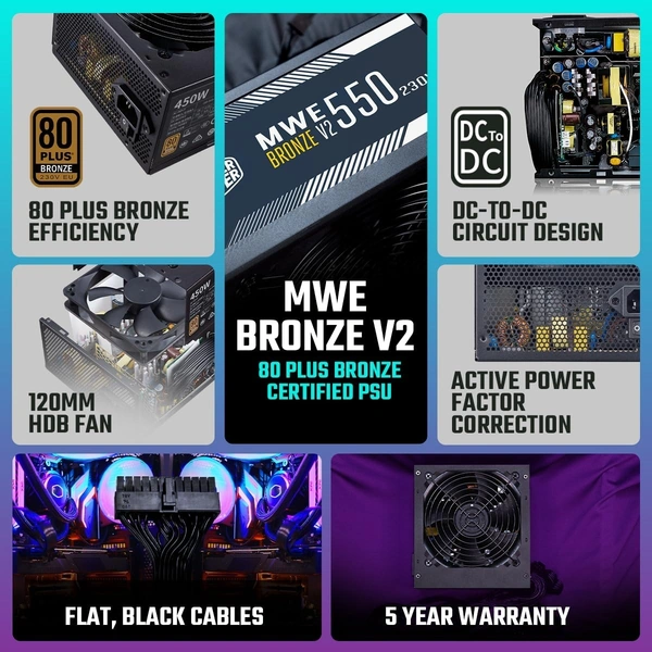 COOLER MASTER MWE 550 BRONZE V2 POWER SUPPLY - NON-MODULAR