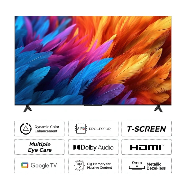 4k Smart TCL 164 cm (65 inches) Bezel-Less Full Screen Series Ultra HD 4K Smart LED Google TV 65P635 Pro (Black)