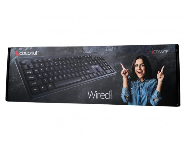 COCONUT ORANGE WIRED KEY BOARD