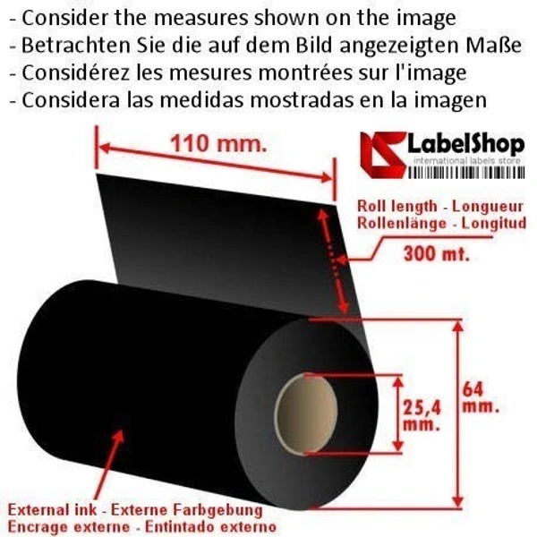 WAX RIBBON  THERMAL PAPER 300 METER