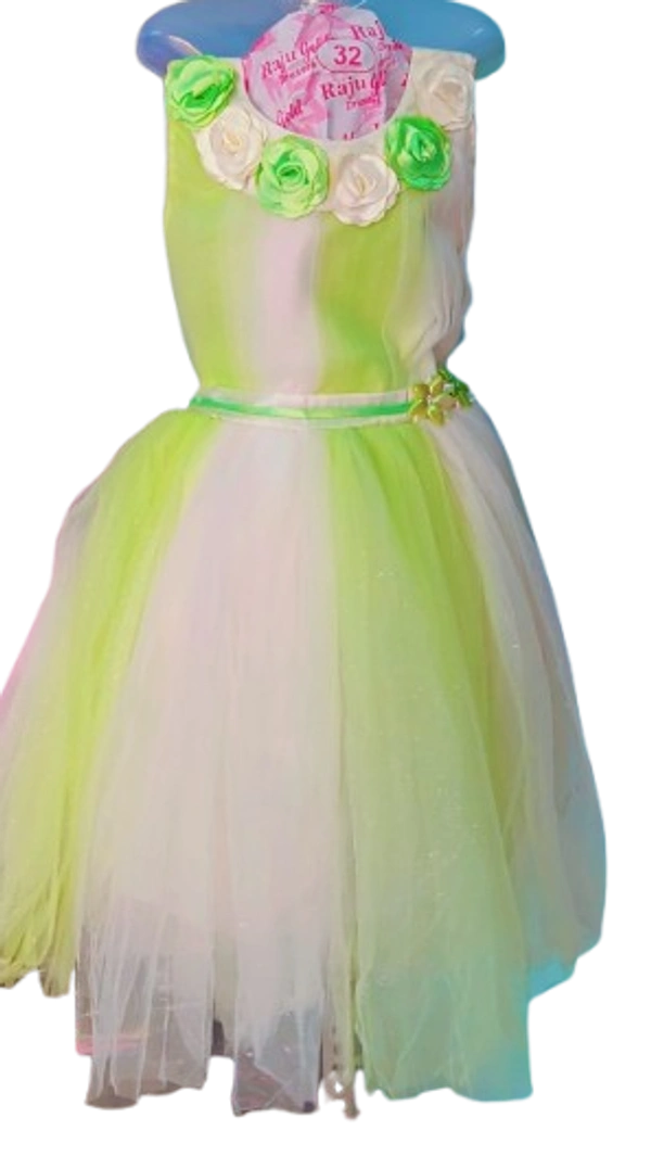 UNIQUE NET FULL GRAND FROCK FOR BABYS - XL, GREEN