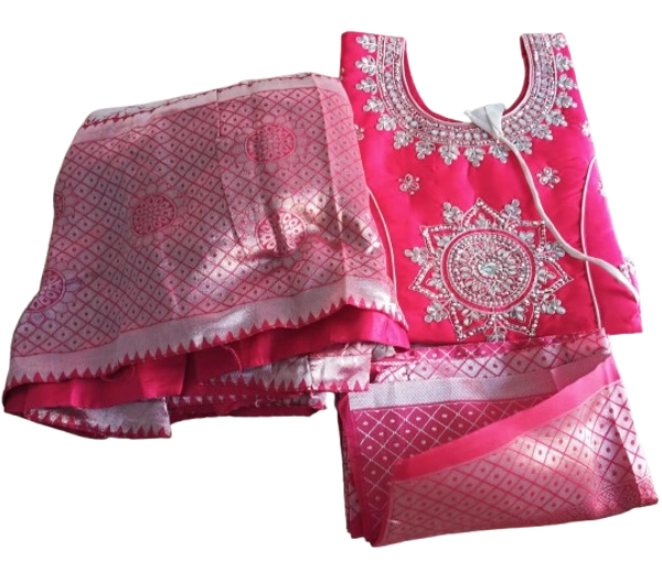 ALIYA DESIGNER PINK CROP TOP FULL STICHED  - L,XL, PINK