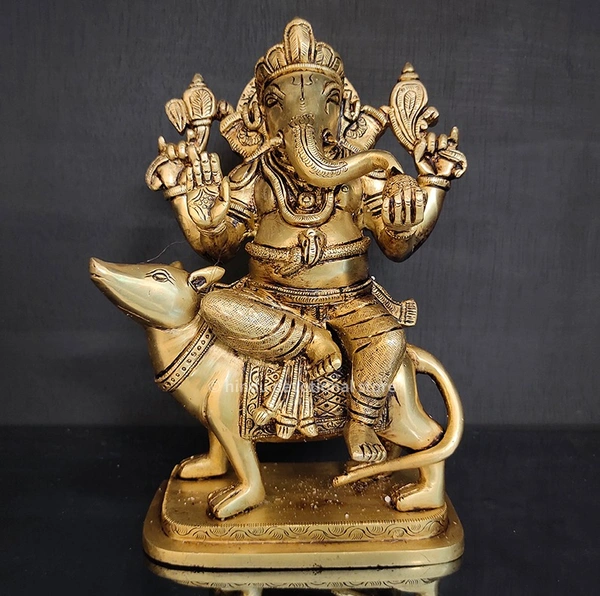 Yellow Rat Ganesh - 3.9 kg, 17 inch, 6 inch