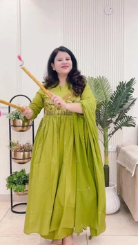 Green 3-Piece Cotton Embroidered D.No.-103 - 38, Green