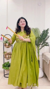 Green 3-Piece Cotton Embroidered D.No.-103 - 38, Green