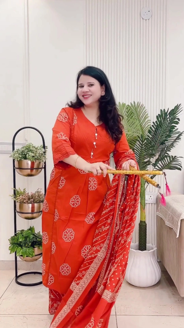 Orange 3-Piece Suit Cotton D.No.-111 - 38, Orange