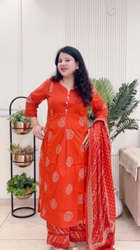 Orange 3-Piece Suit Cotton D.No.-111 - 38, Orange