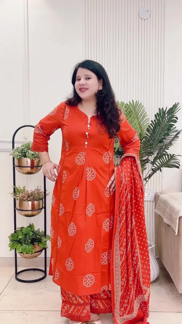 Orange 3-Piece Suit Cotton D.No.-111 - 38, Orange