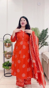 Orange 3-Piece Suit Cotton D.No.-111 - 38, Orange