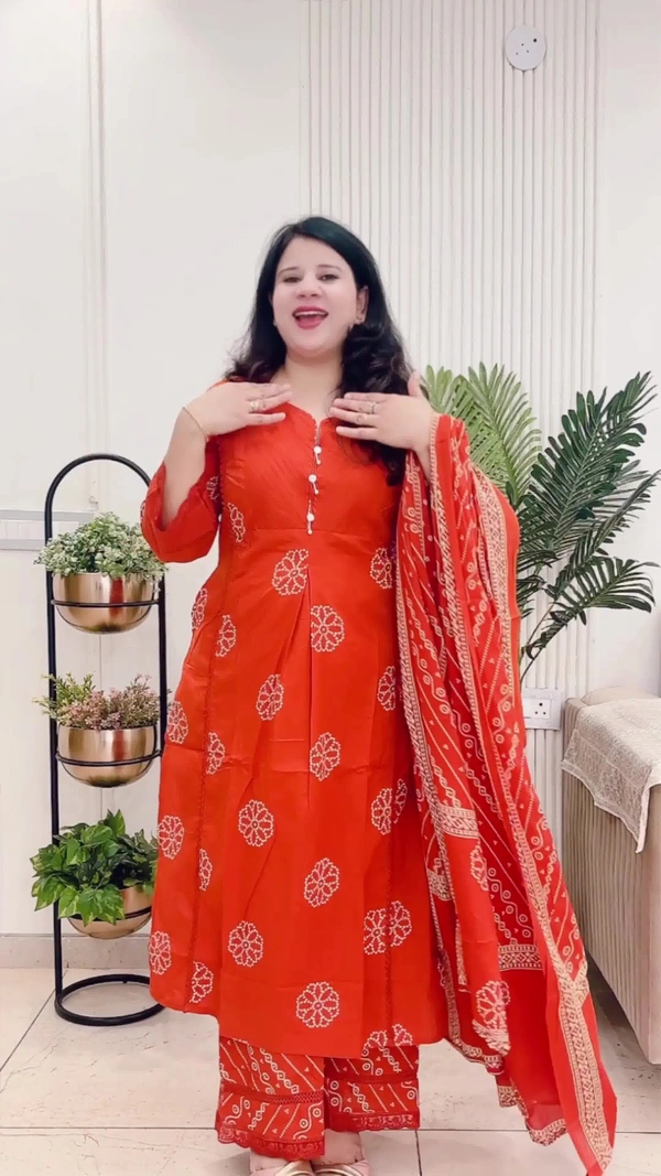 Orange 3-Piece Suit Cotton D.No.-111 - 38, Orange