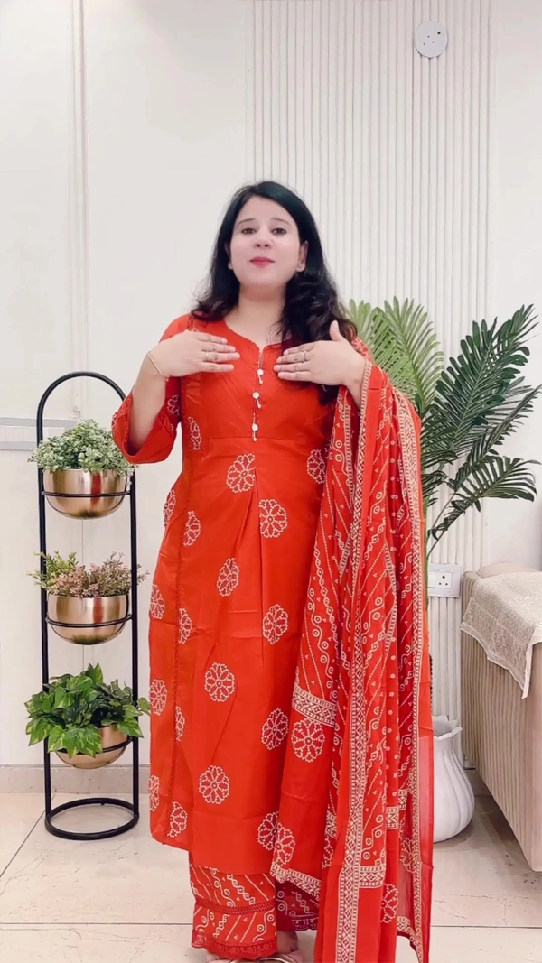 Orange 3-Piece Suit Cotton D.No.-111 - 38, Orange