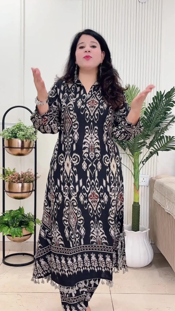 Black 2-Piece Linen 2 Pcs suit D.No.-113 - 44, Black