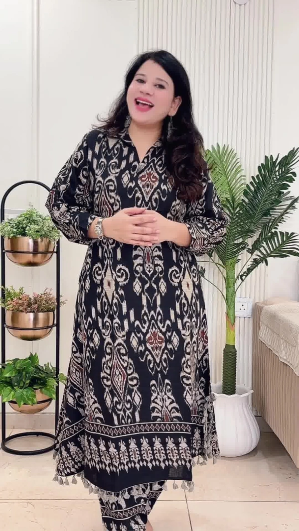 Black 2-Piece Linen 2 Pcs suit D.No.-113 - 44, Black