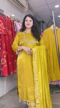 Mustard 3-Piece Straight Imported Shimmer with nan dupatta D.No.-619 - 46, Mustard