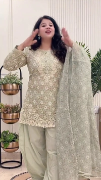 Pista Green 3-Piece Straight Suit Cotton with Kota Doriya dupatta D.No.-632 - 38, Pista Green