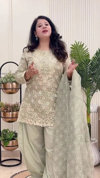 Pista Green 3-Piece Straight Suit Cotton with Kota Doriya dupatta D.No.-632 - 38, Pista Green