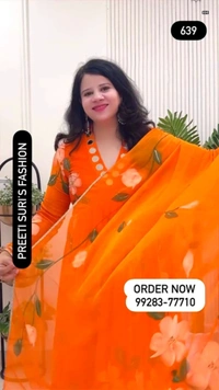 Orange 3-Piece Anarkali Chiffon D.No.-639 - 38, Orange