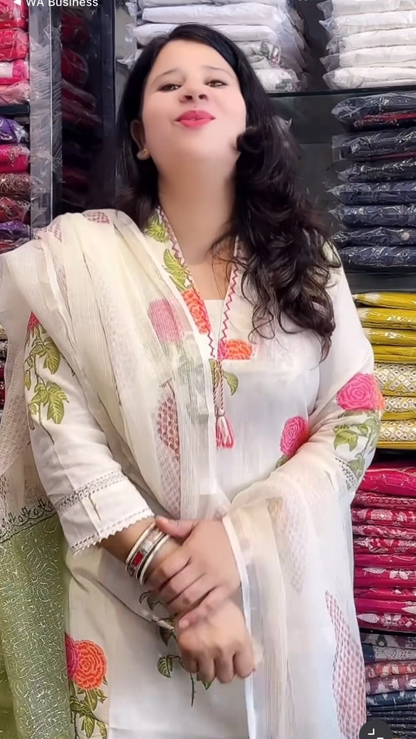 Off White 3-Piece Straight Suit Handloom Cotton Kota Doriya D.No.-670 - 44, Off White