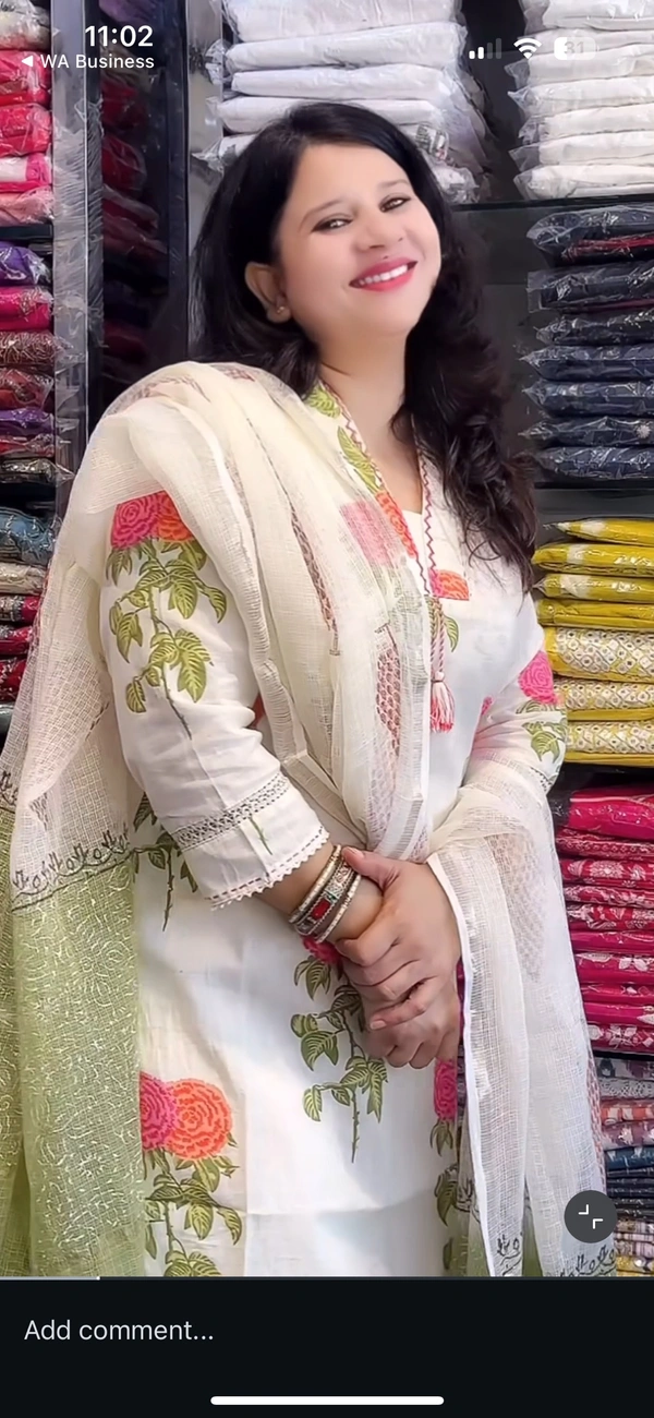 Off White 3-Piece Straight Suit Handloom Cotton Kota Doriya D.No.-670 - 50, Off White