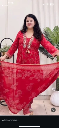 Red 3-Piece Straight Suit Cotton D.No.-579 - 38, Red