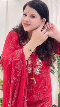 Red 3-Piece Straight Suit Cotton D.No.-579 - 44, Red