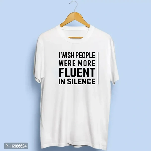 Relaible White Cotton Blend Printed Round Neck T-shirt For Men  - White, M / L / XL
