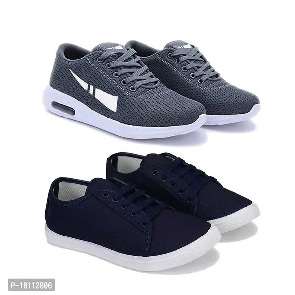 Stylish Fancy Canvas Sports Walking Shoes For Men - Black, 6-7-8-9-10