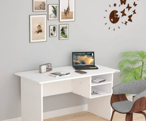 Wooden Study Table, Writing Desk, Computer Desk, Study Desk, Office Desk, Small Office Table, Laptop Table with Drawer, Computer Table  - 3ft Height 3.5ft Width, White