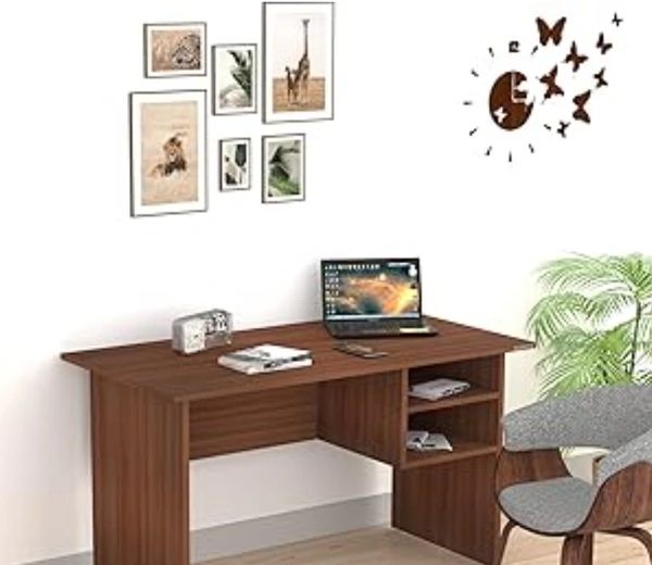 Wooden Study Table, Writing Desk, Computer Desk, Study Desk, Office Desk, Small Office Table, Laptop Table with Drawer, Computer Table  - 3ft Height 3.5ft Width, Brown