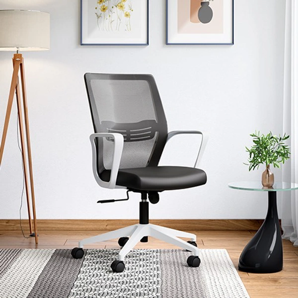Study Table With Drawer Storage And Bookself With Rotatable Chair  - Black, 5ft Height 3ft Width
