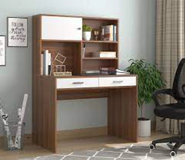 Study Table With Drawer Storage And Bookself With Rotatable Chair  - Brown, 5ft Height 3ft Width