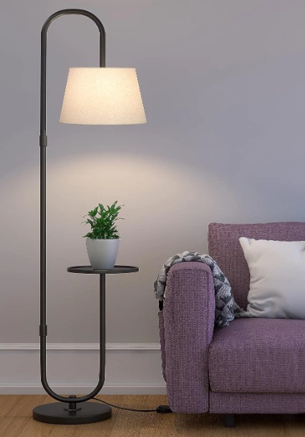 Modern Shelf Floor Lamp Standing Black  - 58 Inches Height 11inch Width