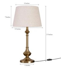 Brass Antique Gold Table Lamp Sleek Bedroom Off White 10 Inches Lampshade For Bedside Stylish