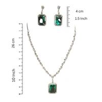 Shining Plant Jewellery Women's Mint Green Long Designer Rectangular AD Pendant Set with Earrings - American Diamonds - by Shining Plant - 10 Inch, Mint Green