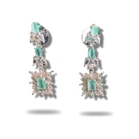 Shining Plant Jewellery Luxury Exquisite Onahau Color AD Necklace & Earrings Sets - Trendy and Beautiful American Diamond Necklace Set For Girls & Women’s - 9 Inch, Onahau