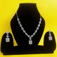 Shining Plant Jewellery Luxury Exquisite Onahau Color AD Necklace & Earrings Sets - Trendy and Beautiful American Diamond Necklace Set For Girls & Women’s - 9 Inch, Onahau