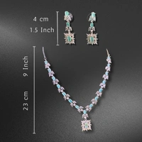 Shining Plant Jewellery Luxury Exquisite Onahau Color AD Necklace & Earrings Sets - Trendy and Beautiful American Diamond Necklace Set For Girls & Women’s - 9 Inch, Onahau
