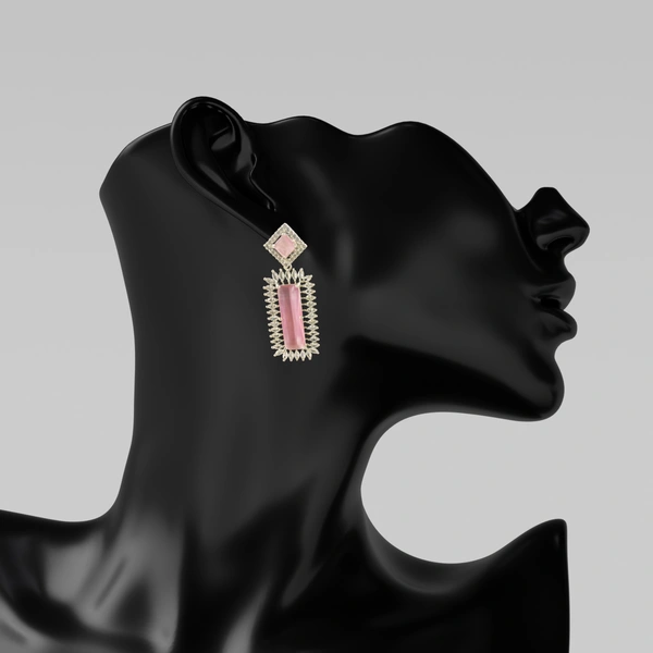 Shinning Plant Jewellery Oyster Pink American Diamond Drop Earrings – Perfect AD Earrings or Anniversaries - Weddings and Party  - 5 cm, Oyster Pink