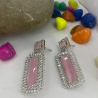 Shinning Plant Jewellery Oyster Pink American Diamond Drop Earrings – Perfect AD Earrings or Anniversaries - Weddings and Party  - 5 cm, Oyster Pink
