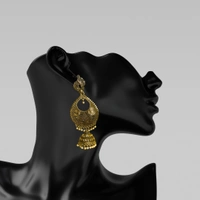 Shining Plant Jewellery Shiny Alpine Gold colour Oxidized Jhumkas for Weddings and Anniversary - 9.5 cm, Alpine
