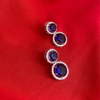 Shining Plant Jewellery Trendy and Beautiful Navy Blue Cubic Zirconia American Diamond Studs Earrings for girls and women - Adjustable, Navy Blue