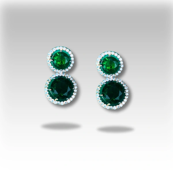 Shining Plant Jewellery Trendy and Beautiful Sea Green Cubic Zirconia American Diamond Studs Earrings for girls and women - Adjustable, Sea Green