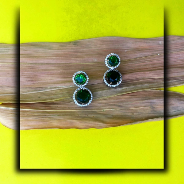 Shining Plant Jewellery Trendy and Beautiful Sea Green Cubic Zirconia American Diamond Studs Earrings for girls and women - Adjustable, Sea Green