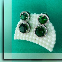 Shining Plant Jewellery Trendy and Beautiful Sea Green Cubic Zirconia American Diamond Studs Earrings for girls and women - Adjustable, Sea Green